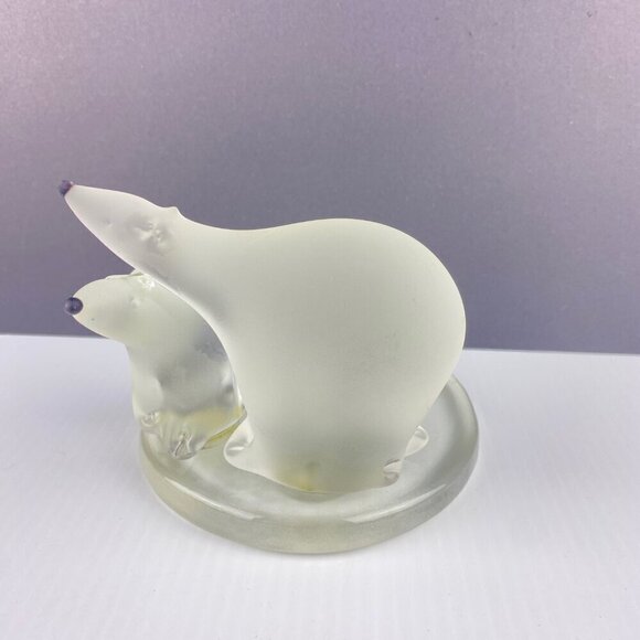 PartyLite Polar Bear Candle Holder Frosted Glass 3 X 4.5 inches Tea Light Votive - Picture 2 of 8